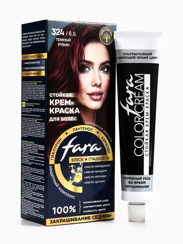 Краска для волос "FARA NC" тон 324/6.6 - Тёмный рубин, 116 г
