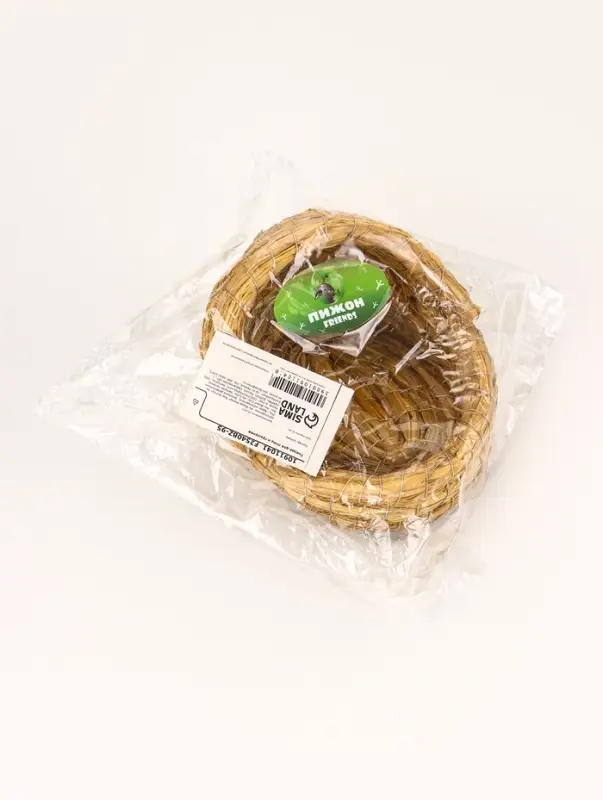 Гнездо для птиц плетёное из соломы, полузакрытое 15 х 10 х 10 см