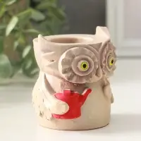 Карандашница "Сова с лейкой", 8х8 см, гипс, слоновая кость