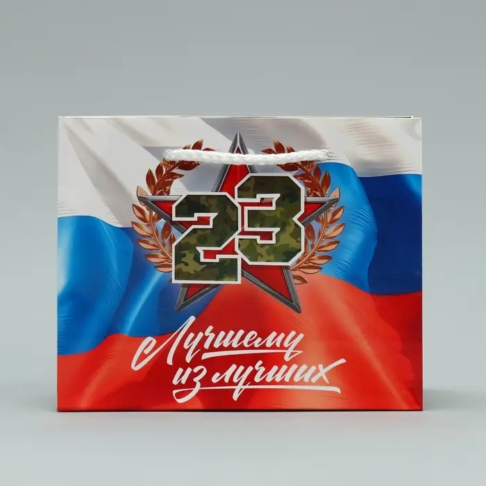 Пакет подарочный ламинированный, упаковка, &laquo;С 23 февраля&raquo;, S 15 х 12 х 5.5 см