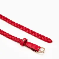 Ремень жен 03-01-01-01, Июнь2501, 1,8*0,3*110 см, без винта, пряж золото, 1 прокол, красный   109031