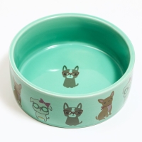 Миска керамическая "Важный пес" 250мл, 11,5 х 5 см, мятная