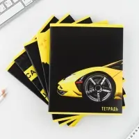 Тетрадь в клетку, 48 л., А5, на скрепке, блок №2, Yellow, МИКС