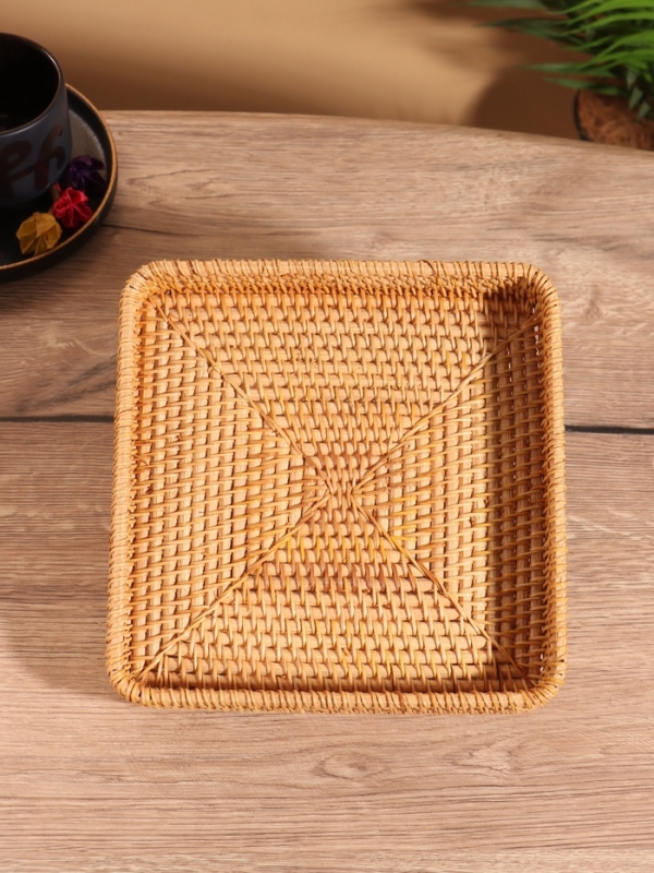 Поднос, 21х21х4 см, ротанг