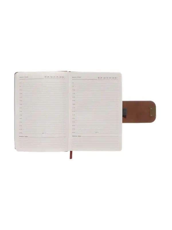 Ежедневник недатированный формат А5, с хлястиком, 96л, линия, пвх, Коричневый