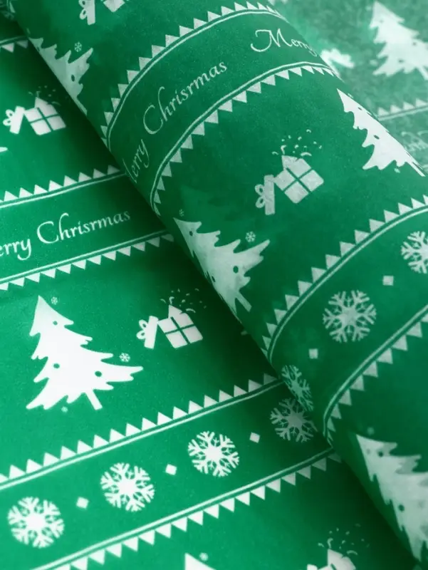 Бумага упаковочная новогодняя тишью &laquo;Лес&raquo;,50&times;66 см