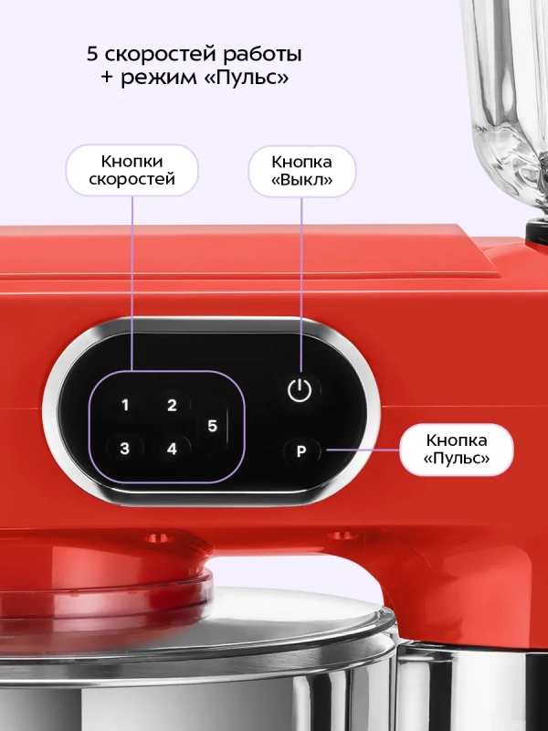 Планетарный миксер с чашей KT-4419 (4 в 1) - 1500 Вт