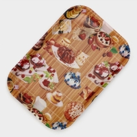 Поднос пластиковый прямоугольный Доляна &laquo;Самобранка&raquo;, 30&times;21&times;1,8 см, рисунок МИКС