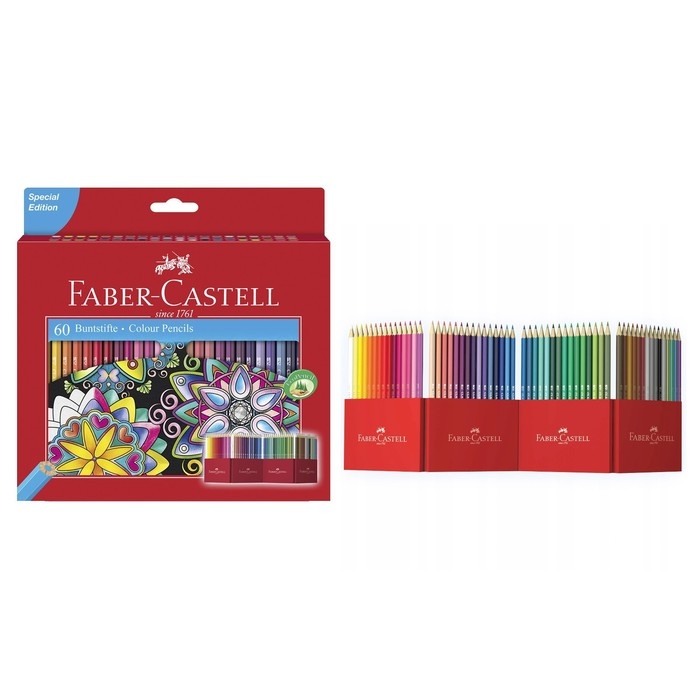 Карандаши 60 цветов Faber-Castell &laquo;Замок&raquo; шестигранный корпус, подарочная коробка