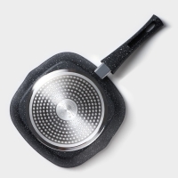 Сковорода гриль квадратная Magistro Dark, 24&times;24 см, ручка съёмная soft-touch, антипригарное покрытие, индукция, цвет чёрный