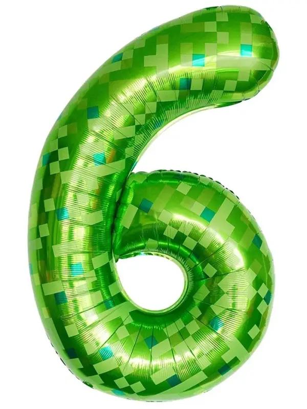 Воздушный шар фольгированный 40" цифра "6" пиксели, в ин.уп.