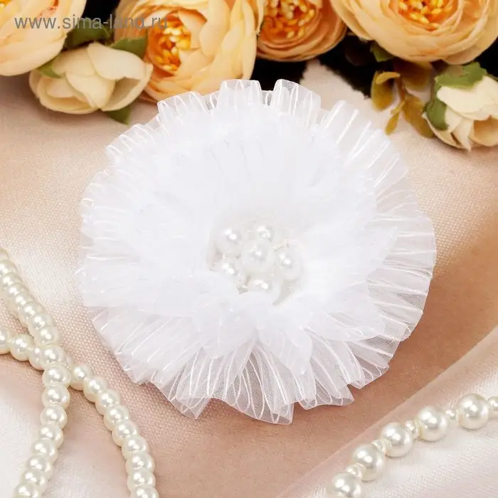 Резинка для волос бант &laquo;Школьница&raquo;, полосатик, d=7 см, белая