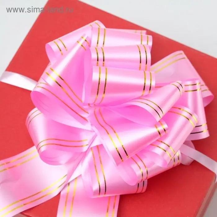 Бант - шар №5 &laquo;Золотые полосы&raquo;, розовый