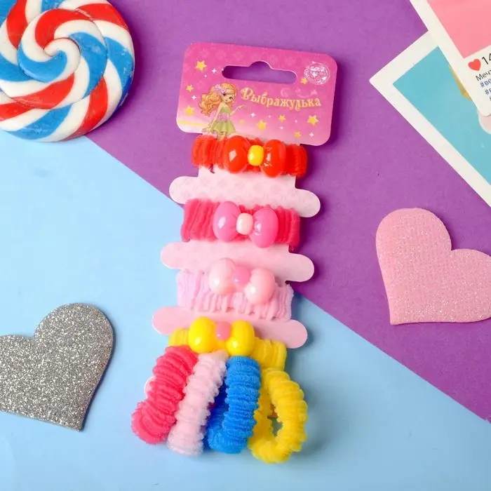 Резинка для волос "Прелесть" (набор 8 шт) бантик, микс