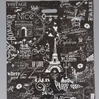 Пакет "Париж, полиэтиленовый с вырубной ручкой 50х60 см, 100 мкм