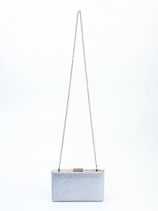 Сумка жен,  17,5*5*9, отд на фермуаре, цепь, серебро