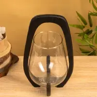 Подсвечник "Аура" 18х19х33 см, стекло, дерево