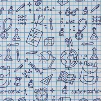 Бумага упаковочная крафт &laquo;Школьная пора&raquo;, голубой/синий на белом фоне 0.7&times;10&plusmn;5% м