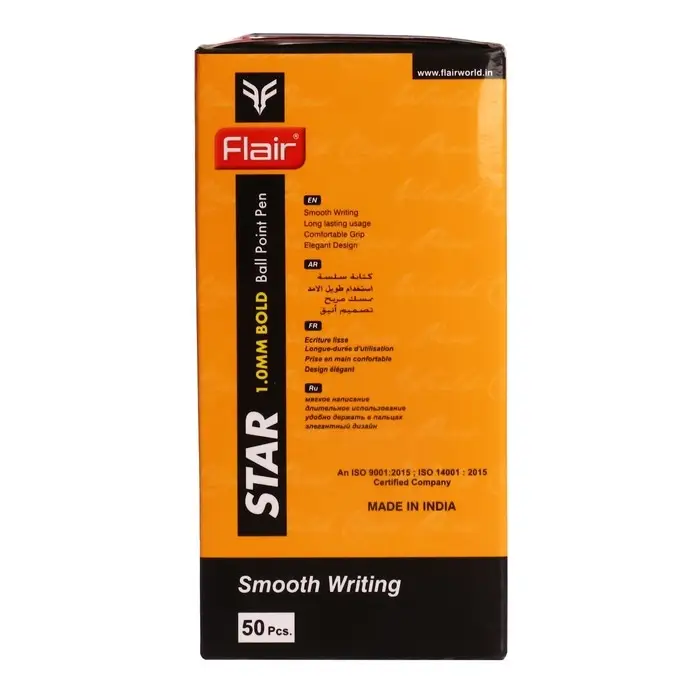 Ручка шариковая Flair Star, матовый корпус, узел-игла 1.0 мм, масляная основа, стержень синий