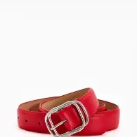 Ремень жен 06-01-02-01, Июнь2504, 3,2*0,3*110 см, без винта, пряж металл, 1 прокол, красный   109031