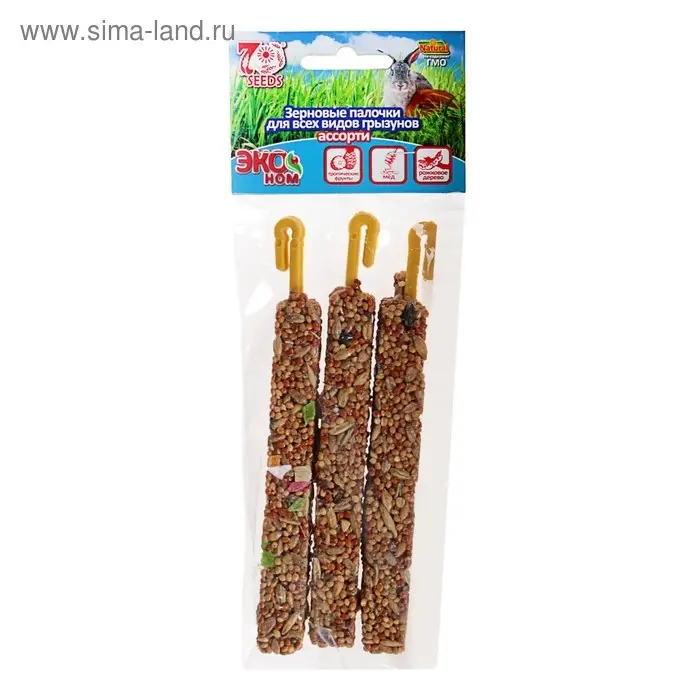 Палочки Seven Seeds Эконом для грызунов, тропические фрукты/мёд/рожковое дерево, 3 шт, 75 г