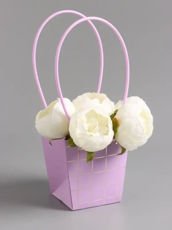Сумка для цветов лиловая влагостойкая, 13x9.5x13&plusmn;5% см