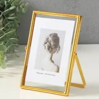 Фоторамка металл на 1 фото 10х15 см "Лофт" золото гальваника 1,2х11,5х16 см