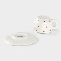 Чайная пара Доляна &laquo;Любовь&raquo;, чашка 220 мл, блюдце d=16 см, ручная роспись, керамика, белая