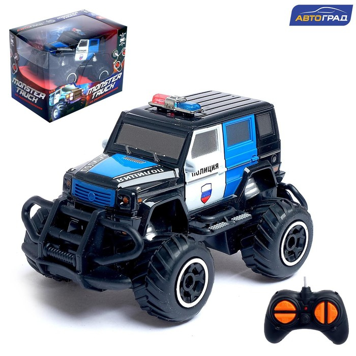 Джип радиоуправляемый &laquo;Полиция&raquo;, работает от батареек, цвет чёрный