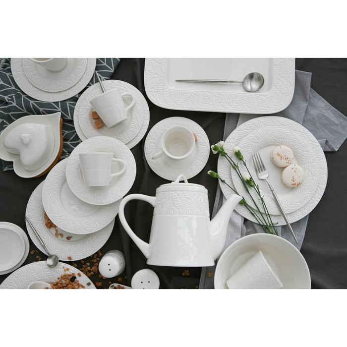 Маслёнка фарфоровая на подставке из бамбука Доляна &laquo;Эстет. Сердце&raquo;, 17&times;12,5&times;8 см, цвет белый