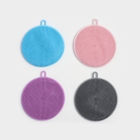 Губки для посуды Доляна, 2 шт, силиконовые, 11&times;11&times;1 см, цвет МИКС