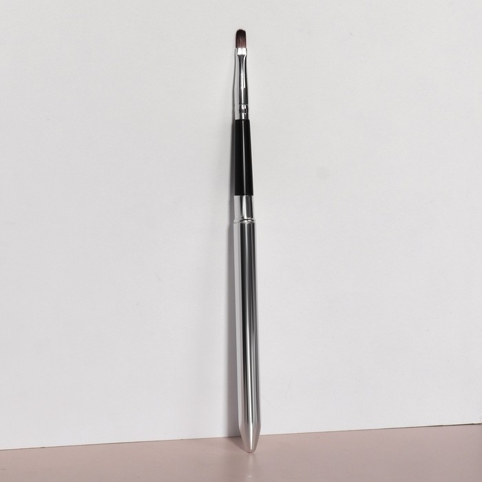 Кисть для макияжа, компактная, 17,5 см, цвет чёрный/серебристый