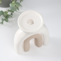 Подсвечник керамика на 1 свечу "Медуза" песочно-белый 13,5х8,7х18 см