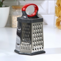 Тёрка шестигранная Доляна &laquo;Нео&raquo;, 12,5&times;10,5&times;20,5 см, прорезиненное дно, цвет чёрный, красный