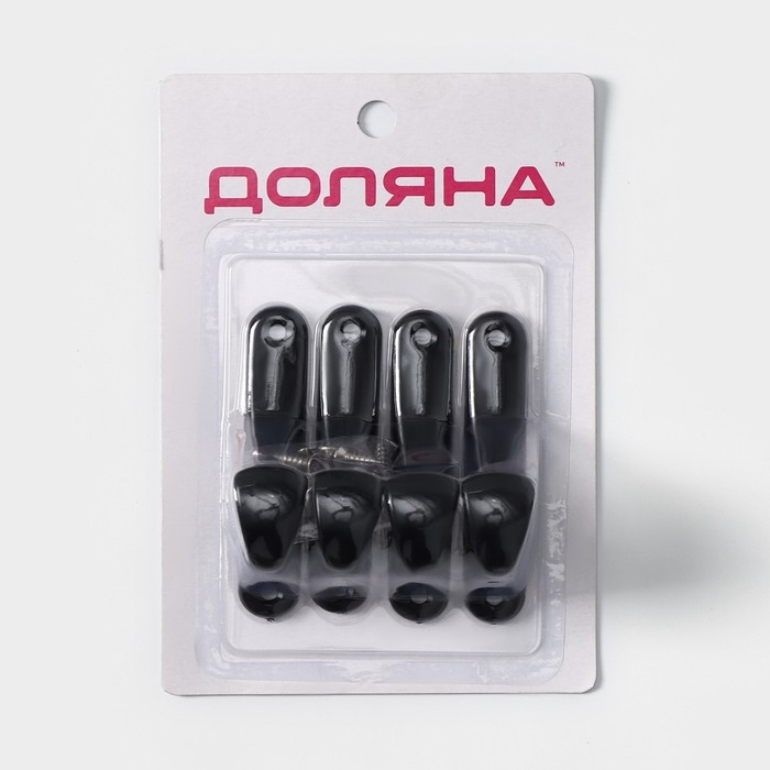 Крючки самоклеящиеся Доляна &laquo;Классик&raquo;, 4 шт, цвет чёрный
