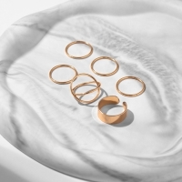 Набор колец 6 штук &laquo;Тренд&raquo; линия, цвет золото, размер 17