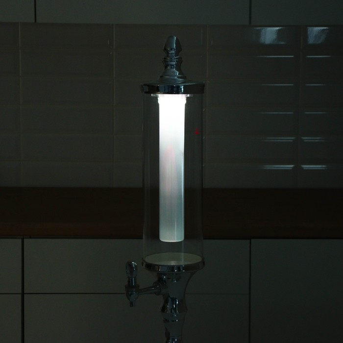 Башня пивная &laquo;Петронас&raquo;, 3 л, колба с подсветкой, 2 батарейки, цвет металлик