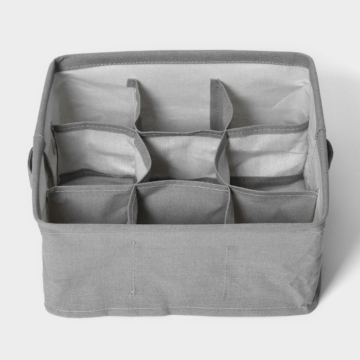 Органайзер для хранения белья LaDо́m, 9 ячеек, 28&times;28&times;11 см, цвет серый