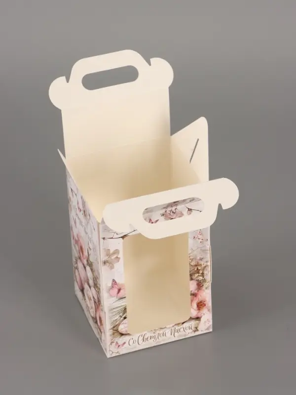 Пасхальная коробочка с окном и с ручкой "Пасха" 10 х 10 х 15 см