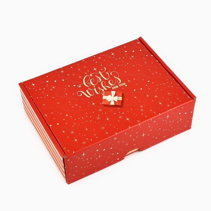 Коробка подарочная новогодняя складная &laquo;С наилучшими пожеланиями&raquo;, 30.7 х 22 х 9.5 см, Новый год