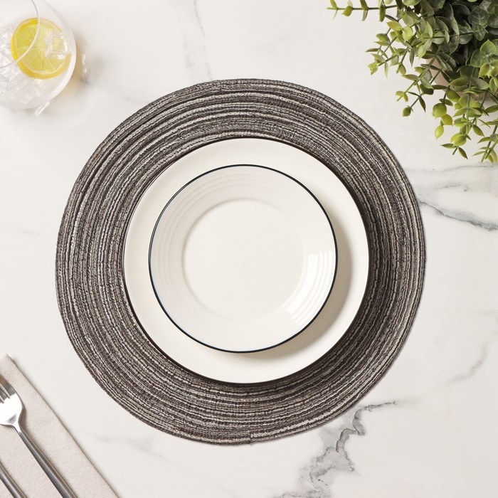 Салфетка сервировочная на стол Доляна &laquo;Дуо&raquo;, d=30 см, цвет коричневый