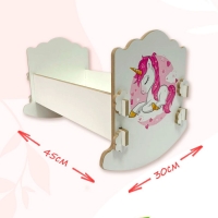 Кроватка-люлька &laquo;Единорог&raquo;, 43 см, белый, принт