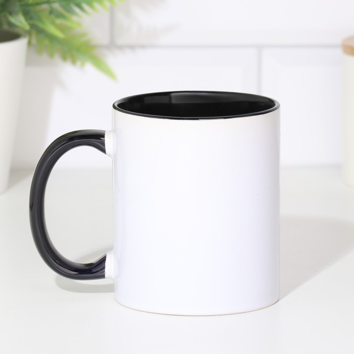 Кружка под сублимацию, керамическая с логотипом, цвет белый, объем 320 мл, дно черного цвета