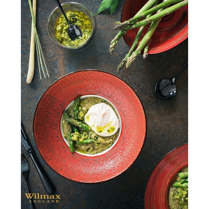 Тарелка фарфоровая для пасты Wilmax Splash, 250 мл, d=27 см, цвет красный