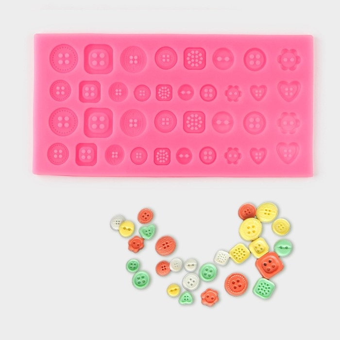 Молд &laquo;Пуговицы&raquo;, силикон, 21,3&times;10,6 см, цвет МИКС