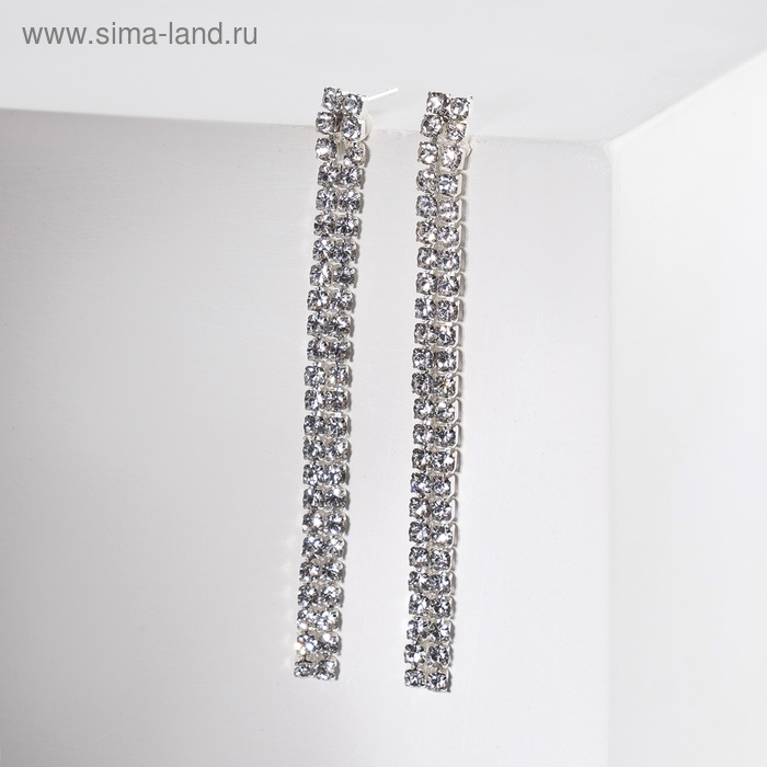 Набор 2 предмета: серьги, кулон &laquo;Элегантность&raquo; кисточки, цвет белый в серебре, 50 см