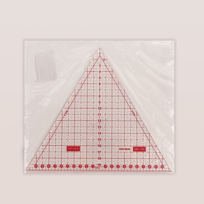 Линейка для квилтинга и пэчворка, 20 &times; 23 &times; 0,3 см, цвет прозрачный/розовый