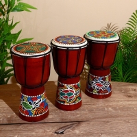 Сувенирный музыкальный инструмент "Барабан Джембе Разноцветный" 13x13x24 см, МИКС