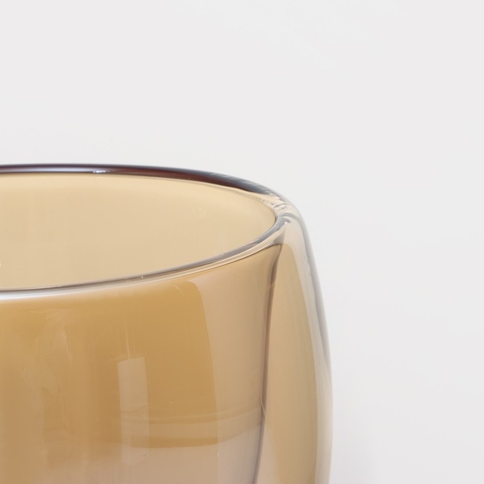 Стакан стеклянный с двойными стенками &laquo;Дуо&raquo;, 250 мл, цвет золото