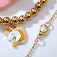 Набор детский 3 предмета: кулон, браслет, кольцо &laquo;Выбражулька&raquo; единороги, цветной в золоте